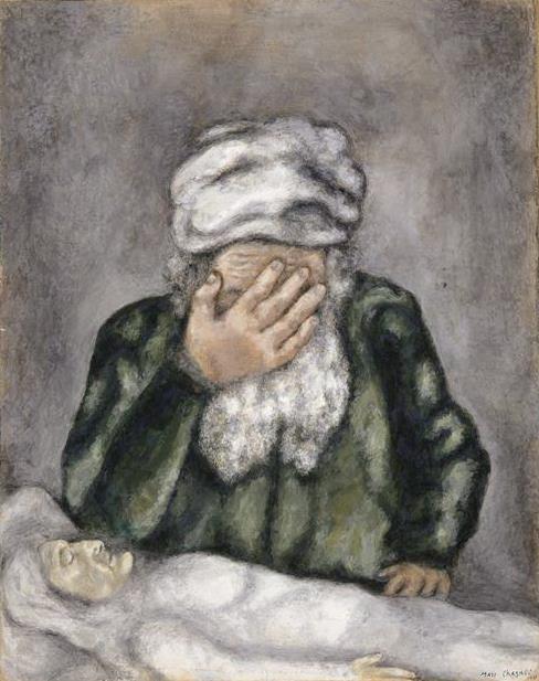 現代のマルク・シャガール サラのために泣くアブラハム油絵